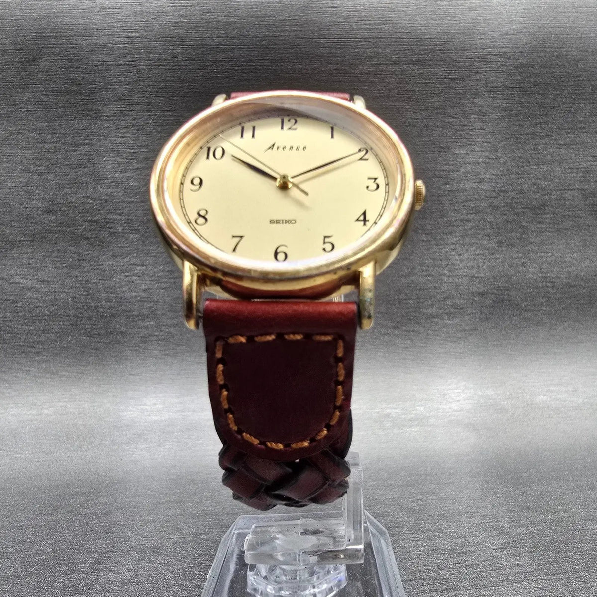 Seiko Avenue Watch Men 32mm Champagne Dial Gold Tone Round 5P31-6A60 New Battery5