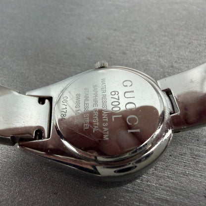 Gucci 6700L Watch Women 26mm Silver Dial Steel Case Round Bangle New Batt Mirror9