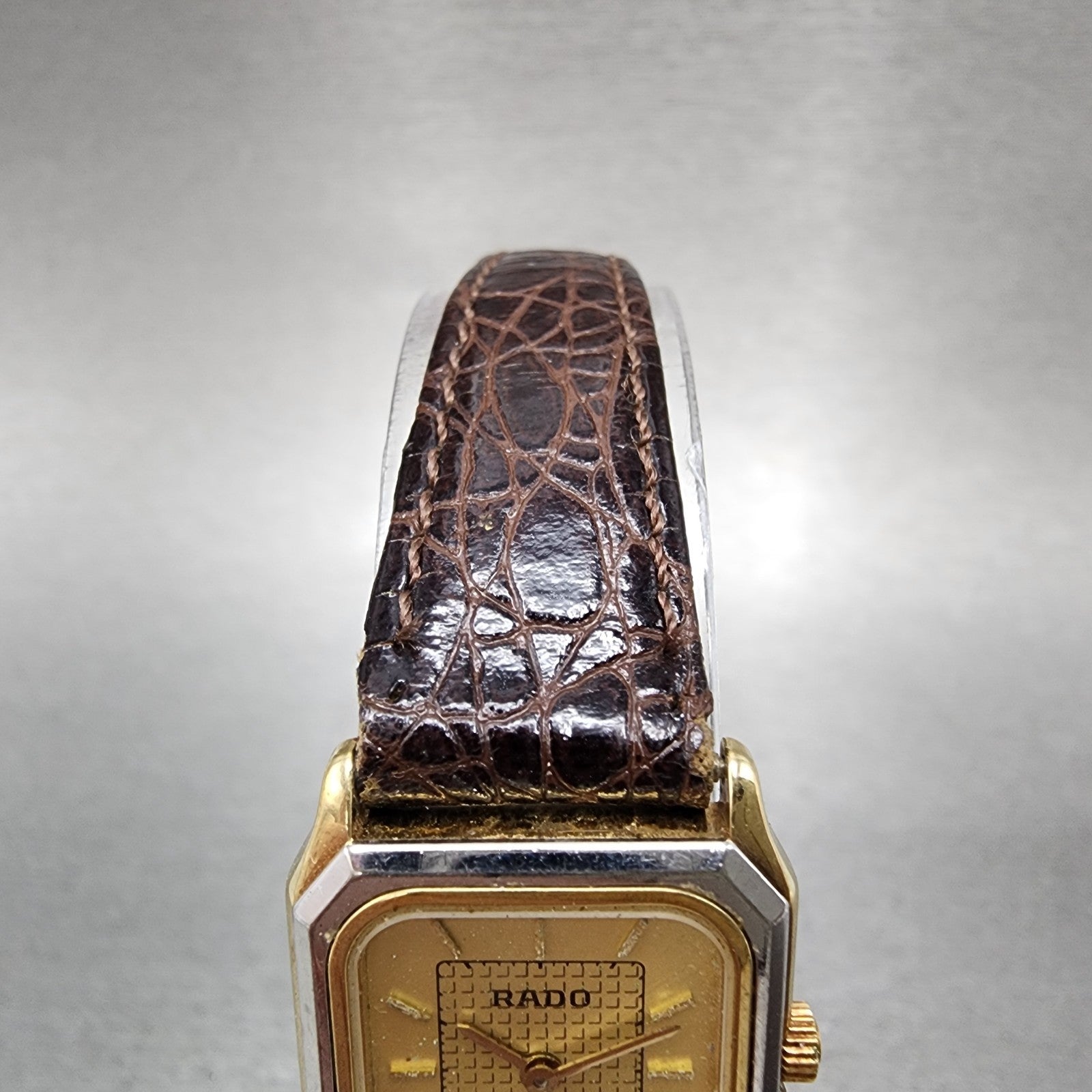 Rado Tank Watch Women 20mm Gold Dial Two Tone Octagon 133.5293.2 New Battery4