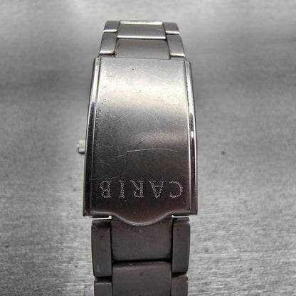 Seiko Alba Carib Watch Men 35mm Black Dial Silver Tone Daydate V743-8000 New Bat7