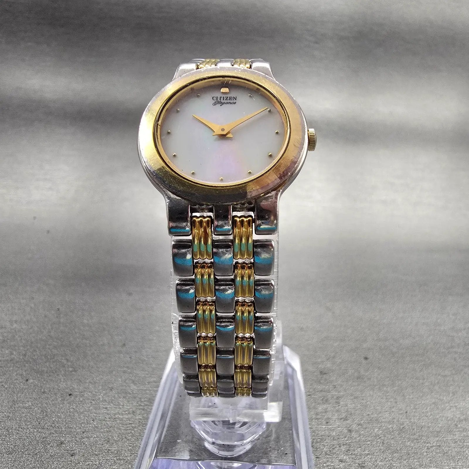 Citizen Elegance Watch Women 23mm MOP Dial Two Tone Round 3220-325303 New Batt5