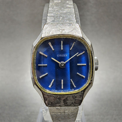 Citizen Watch Women 19mm Blue Dial Silver Tone Manual Runs 4-676173