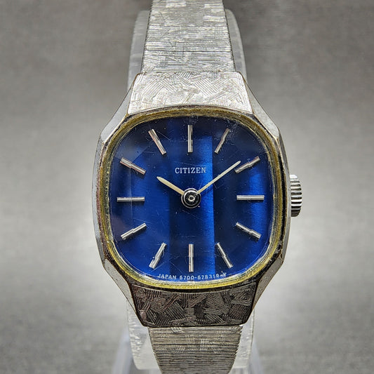Citizen Watch Women 19mm Blue Dial Silver Tone Manual Runs 4-676173