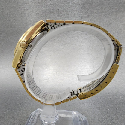 Seiko SQ Watch Men 36mm Gold Dial Gold Tone Daydate Round 7126-8009 New Battery