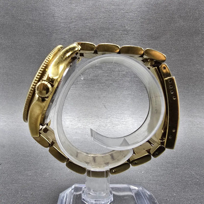 Fossil Cecile Watch Women 40mm Cream Dial Gold Tone Daydate AM4510 New Battery J6