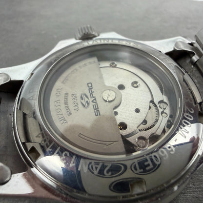 Seapro Dive Watch Men 40mm Black Dial Silver Tone Date Automatic Runs9