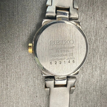Seiko Watch Women 20mm White Dial Two Tone Round 1N00-0GM0 New Battery Vintage10