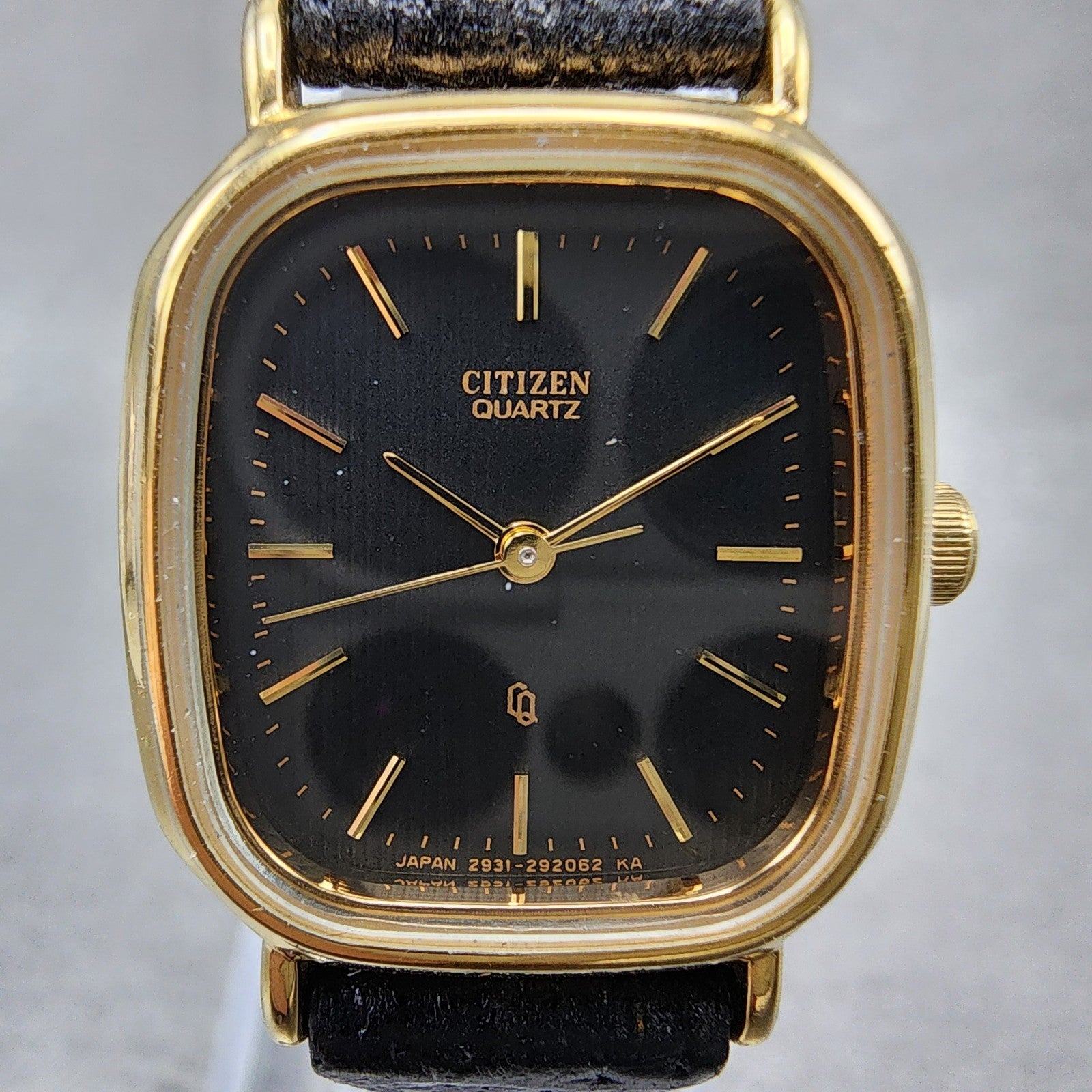 Citizen CQ Tank Watch Women 22mm Black Dial Gold Tone Rectangle New Battery1