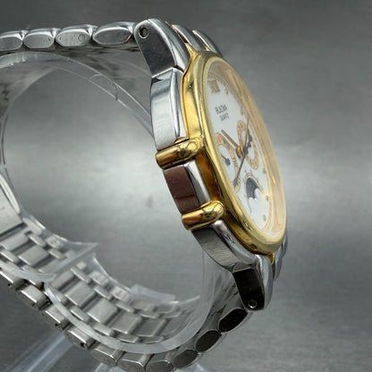 Bulova Moon Phase Watch Men 35mm White Dial Two Tone Daydate 90D07 New Battery3