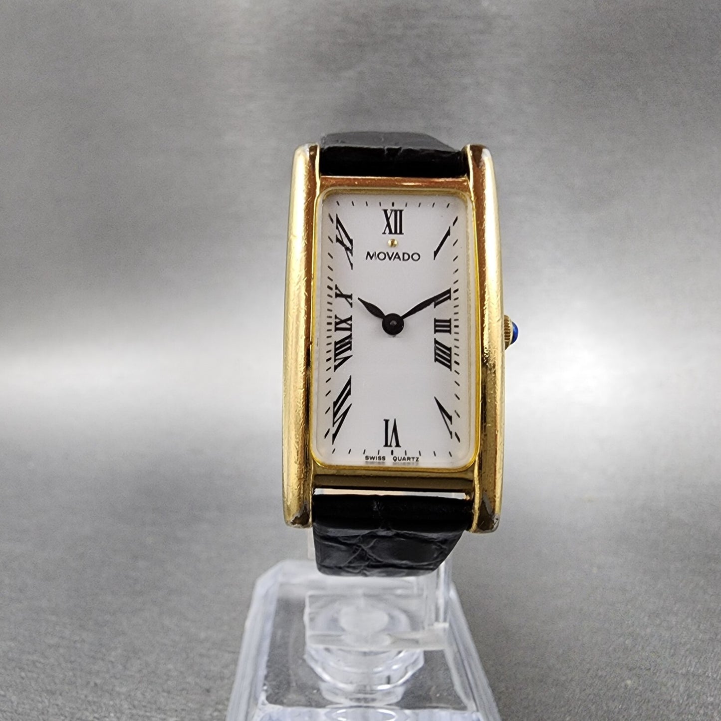 Movado Tank Watch Women 20mm White Dial Gold Tone Rectangle 87.66.455 New Batt5