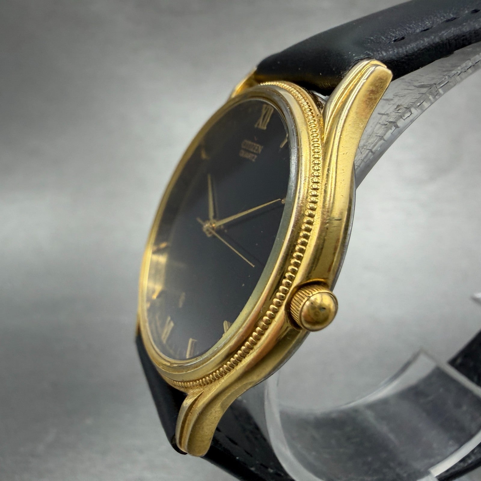Citizen Watch Men 34mm Black Dial Gold Tone Round 6031-S32984 New Battery2