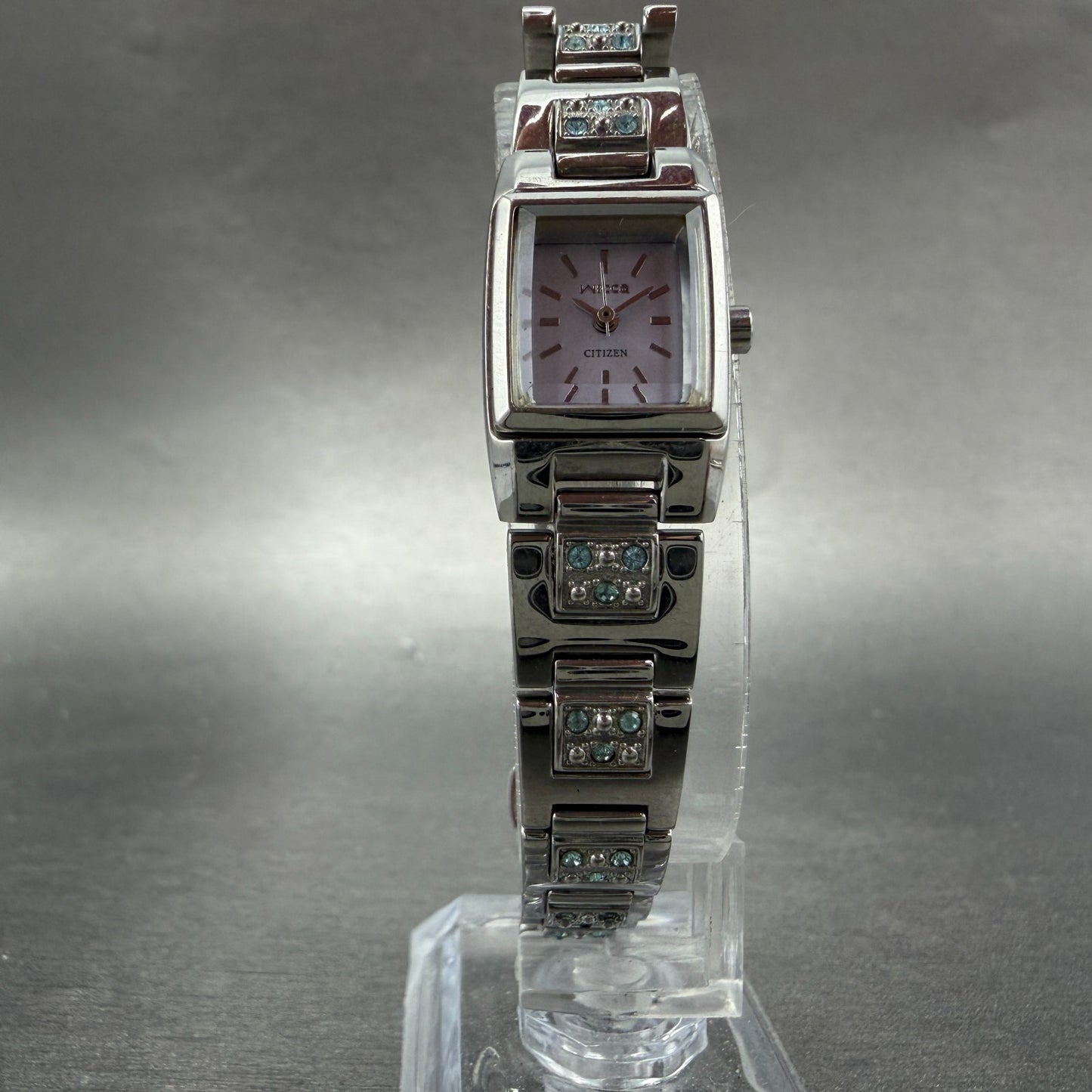 Citizen Wicca Watch Women 15mm Blue Dial Silver Rectangle 5431-L20891 New Batt5