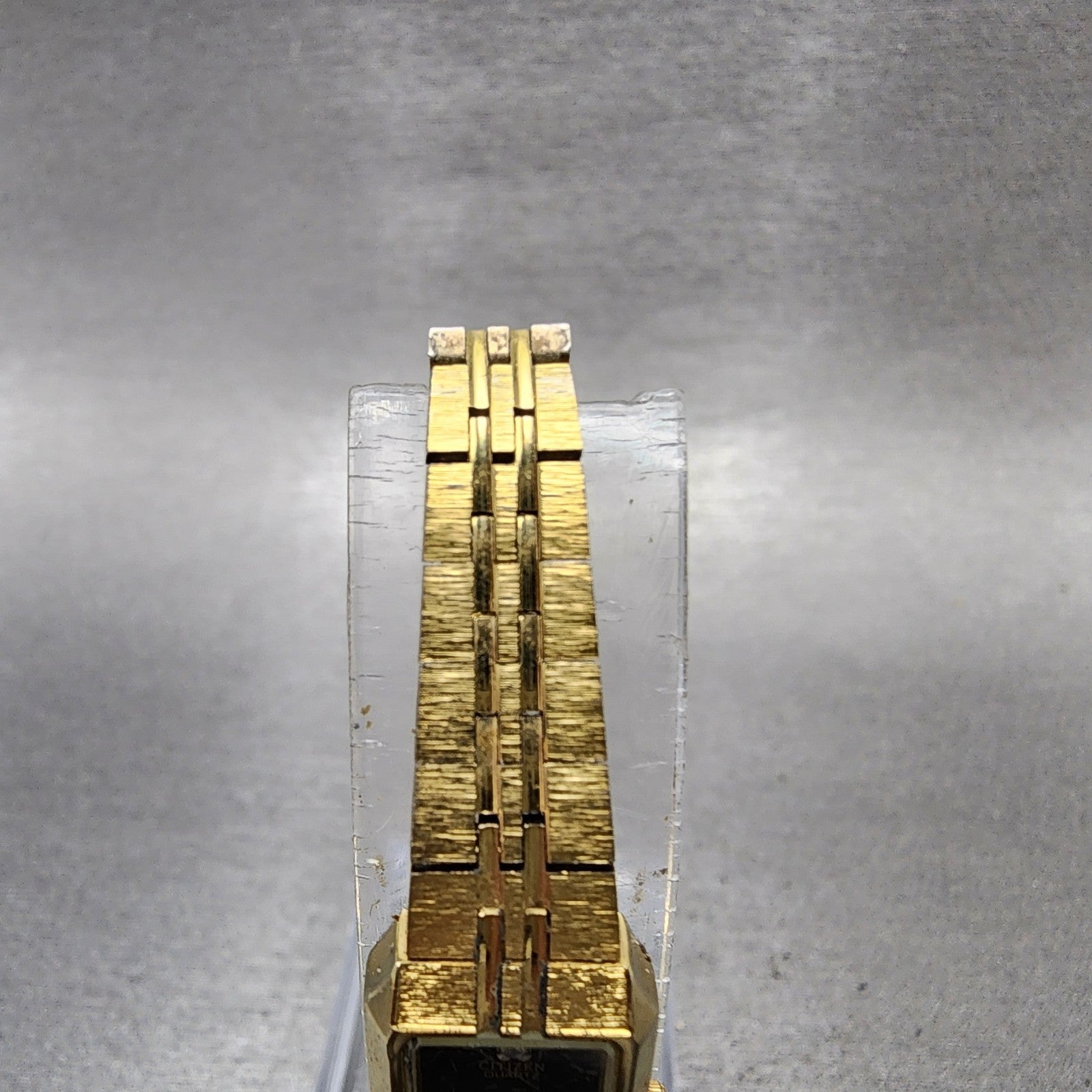 Citizen Tank Watch Women 13mm Black Dial Gold Tone Rectangle 5421S18523 New Bat4