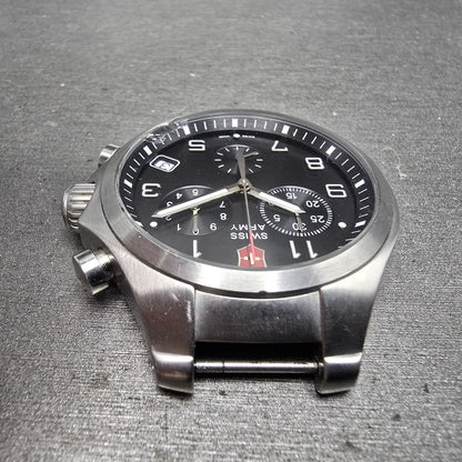 Swiss Army Base Camp Chronograph Watch Men 40mm Black Dial Steel 24722 New Batt4
