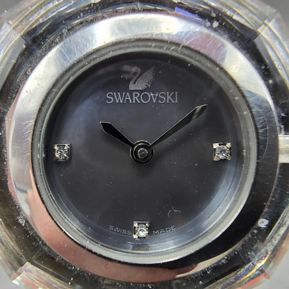 Swarovski Barcelona Watch Women 30mm MOP Dial Silver Diamonds Leather New Batt1