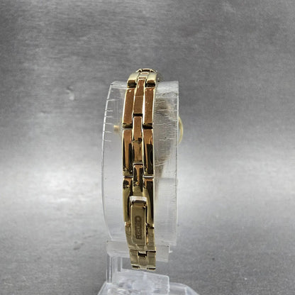 Seiko Solar Watch Women 22mm MOP Dial Gold Tone Round V115-0AW0 Runs Crystals7