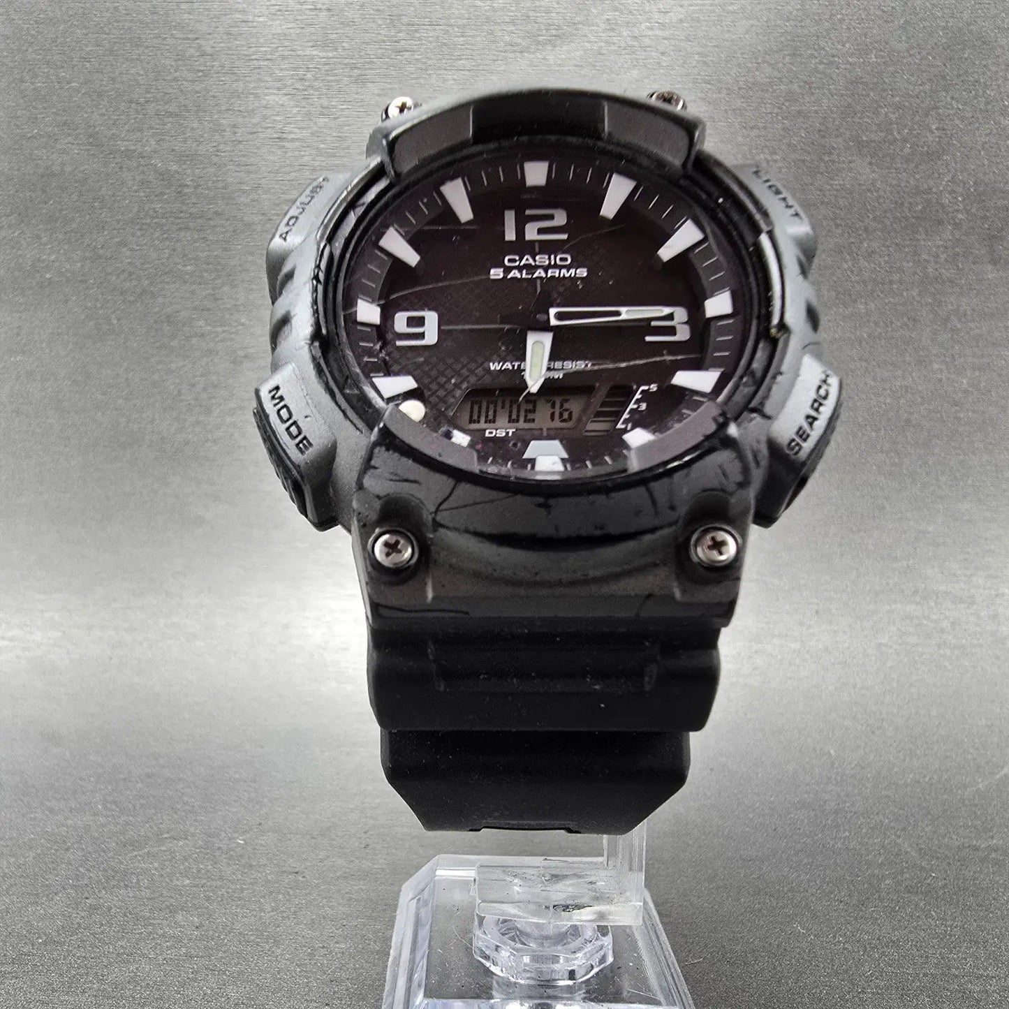Casio AQ-S810W Watch Men 47mm Black Gray Alarm Chronograph Analog Digital SolarF5