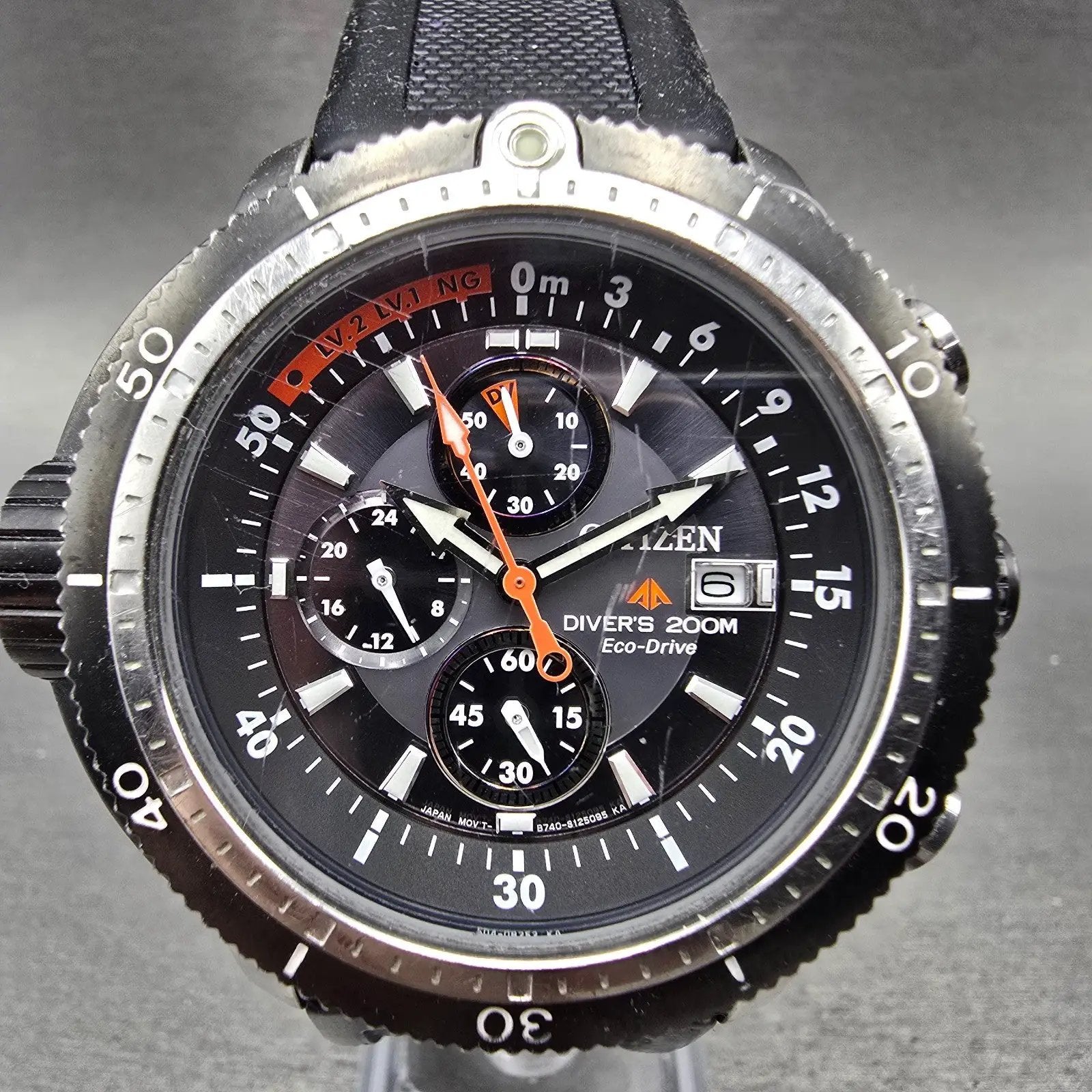 Citizen Promaster Chronograph Watch Men 44mm Black Dial Steel BJ2128-05E Runs1