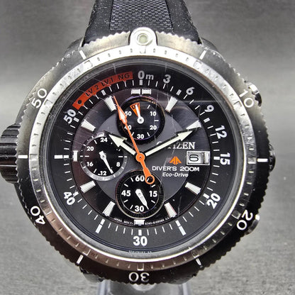 Citizen Promaster Chronograph Watch Men 44mm Black Dial Steel BJ2128-05E Runs1