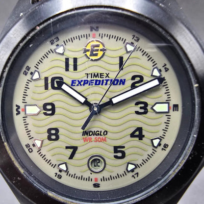 Timex Expedition Watch Men 39mm Green Dial Black Tone Date T47012 New Battery1