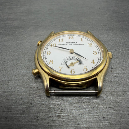 Seiko Equipment For Protentional Watch Men 35mm White Dial Gold Tone PARTS VTG3