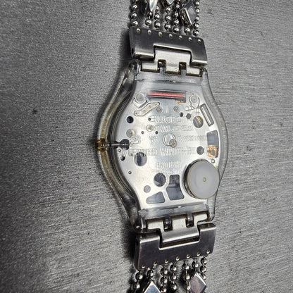 Swatch Brim Over Watch Women 34mm Black Dial Clear Case SFG295G New Battery8