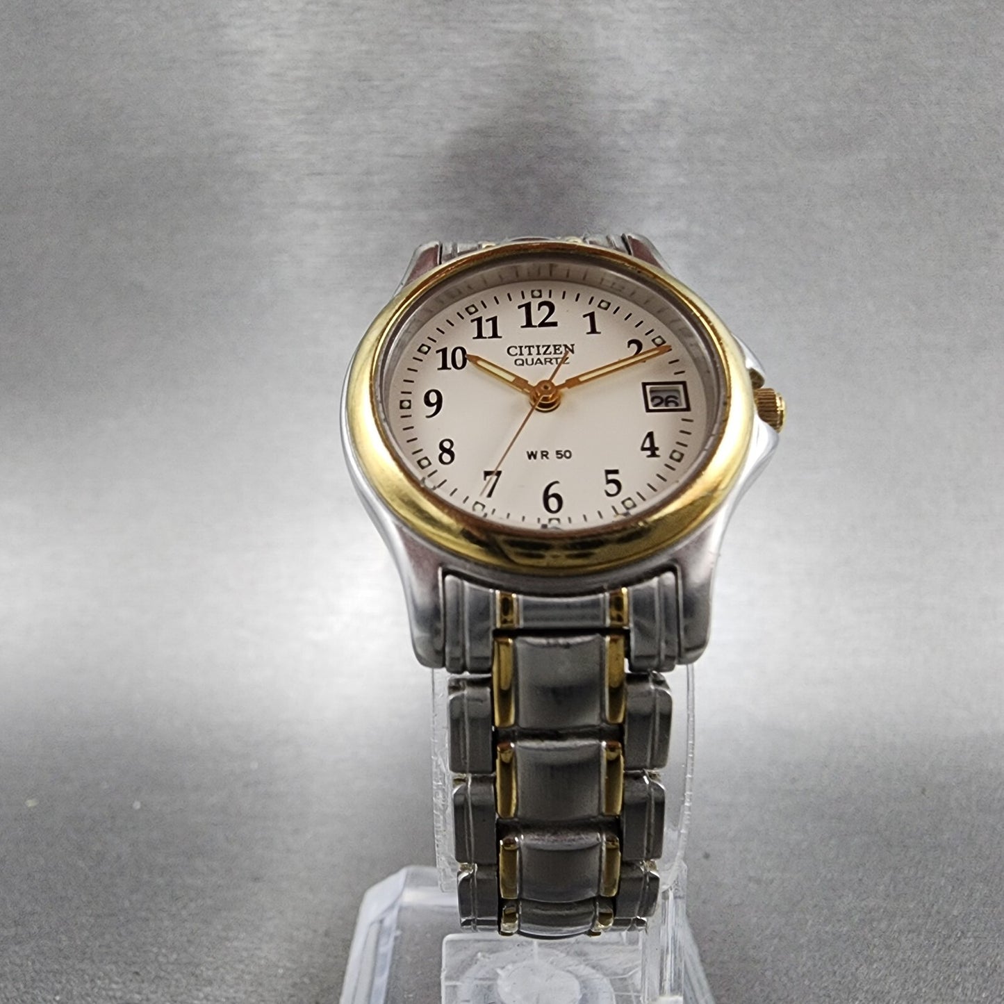 Citizen Watch Women 24mm Cream Dial Two Tone Date Round 1012S038375 New Battery5