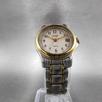Citizen Watch Women 24mm Cream Dial Two Tone Date Round 1012S038375 New Battery5