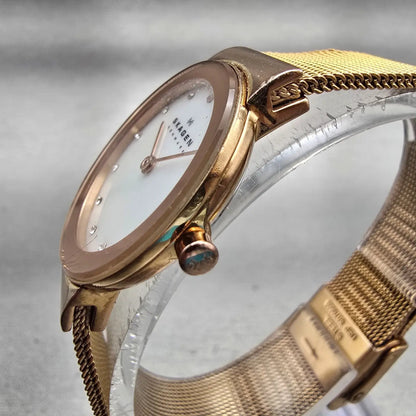 Skagen Freja Watch Women 26mm MOP Dial Rose Gold Round 358SRRD New Battery2