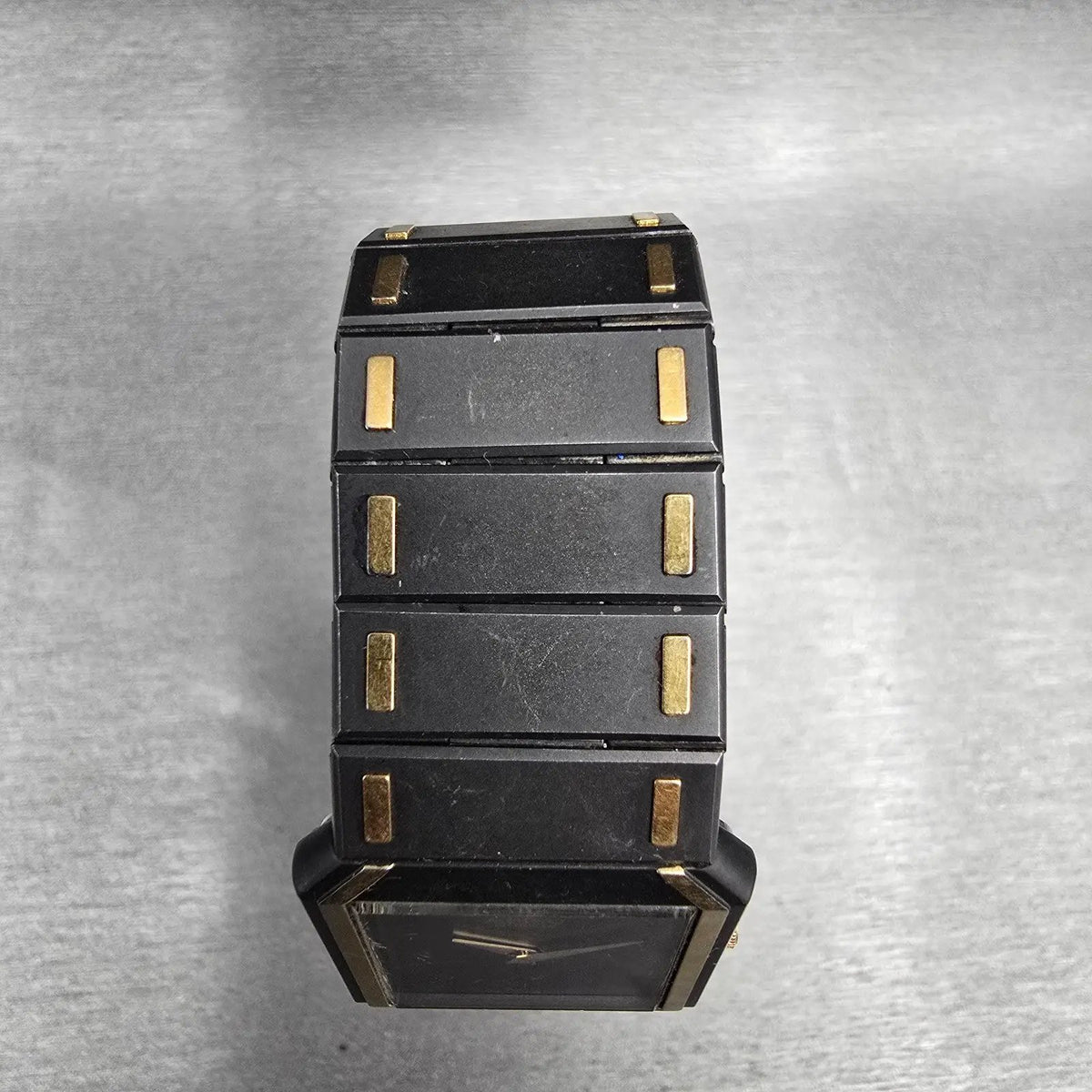 Seiko Tank Watch Men 26mm Gray Dial Two Tone Rectangle 7430-5479 New Battery VTG4