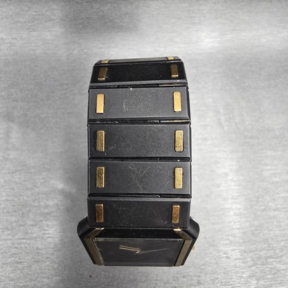 Seiko Tank Watch Men 26mm Gray Dial Two Tone Rectangle 7430-5479 New Battery VTG4