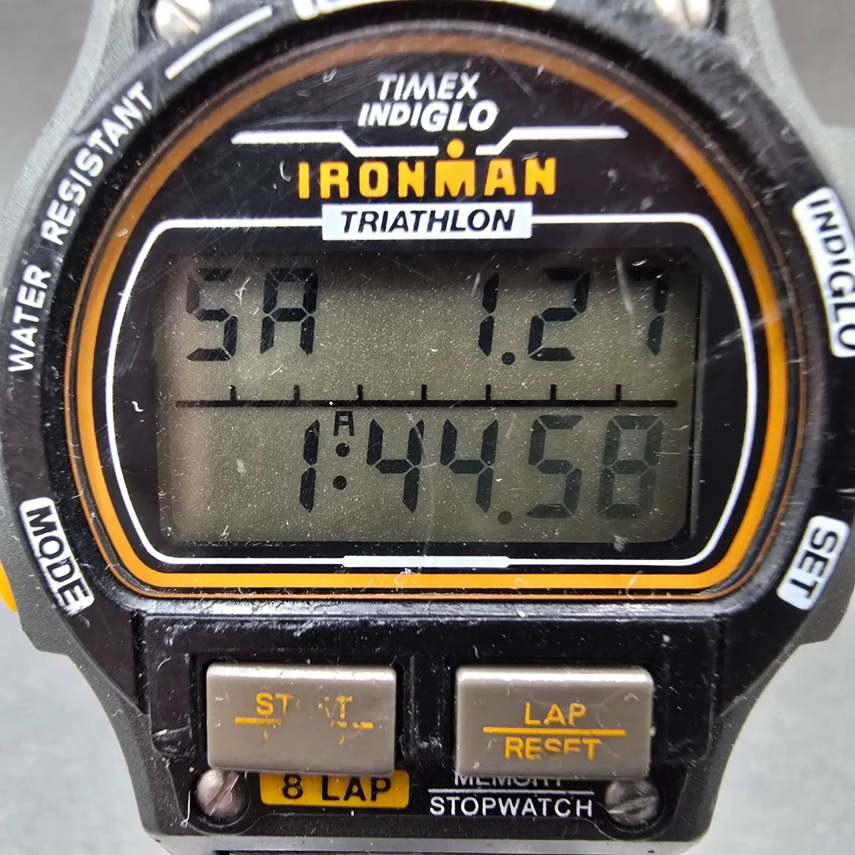Timex Ironman Watch Men 39mm Gray Black Alarm Chronograph New Battery Vintage JL1