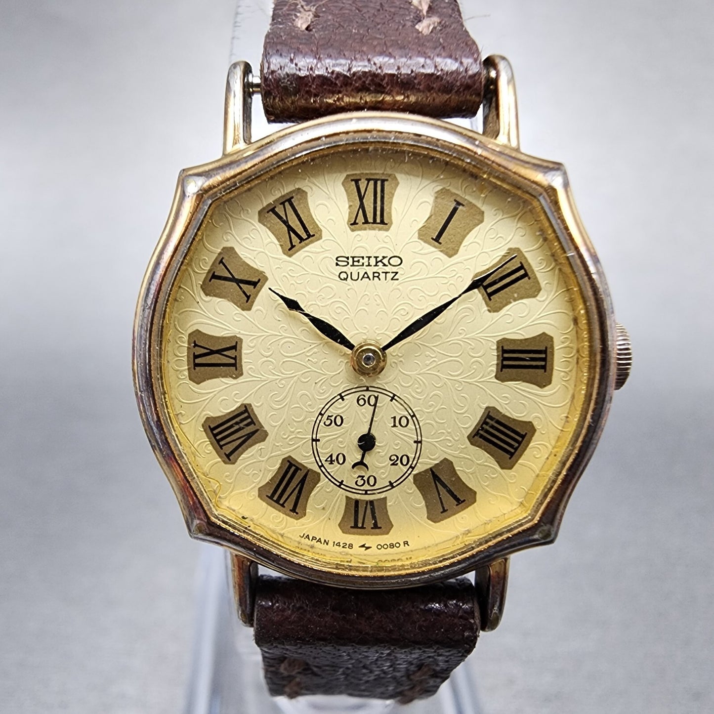 Seiko Watch Women 24mm Cream Dial Gold Tone Square 14285010 New Battery VTG1