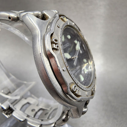 Seiko Scuba Diver Watch Men 38mm Black Dial Silver tone Date 7n356030 PARTS4