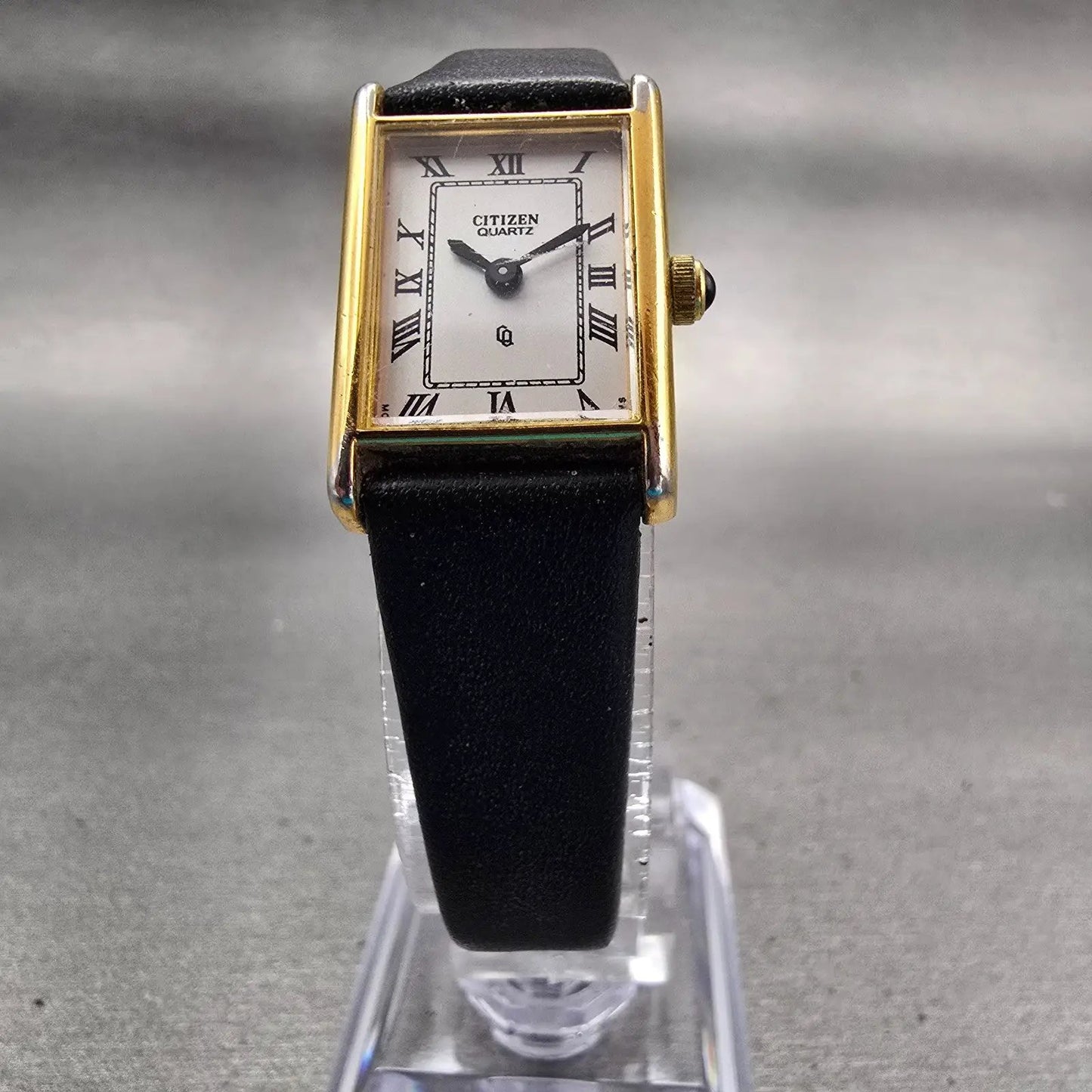 Citizen CQ Watch Women 17mm White Dial Gold Tone Rectangle 3220-945174 New Batt5