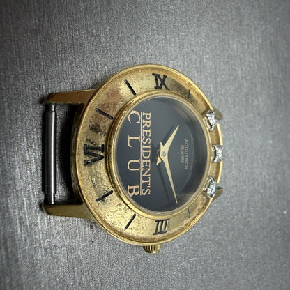 Bulova Accutron Watch Women 28mm Black Dial Gold Tone Diamond Bezel New battery2