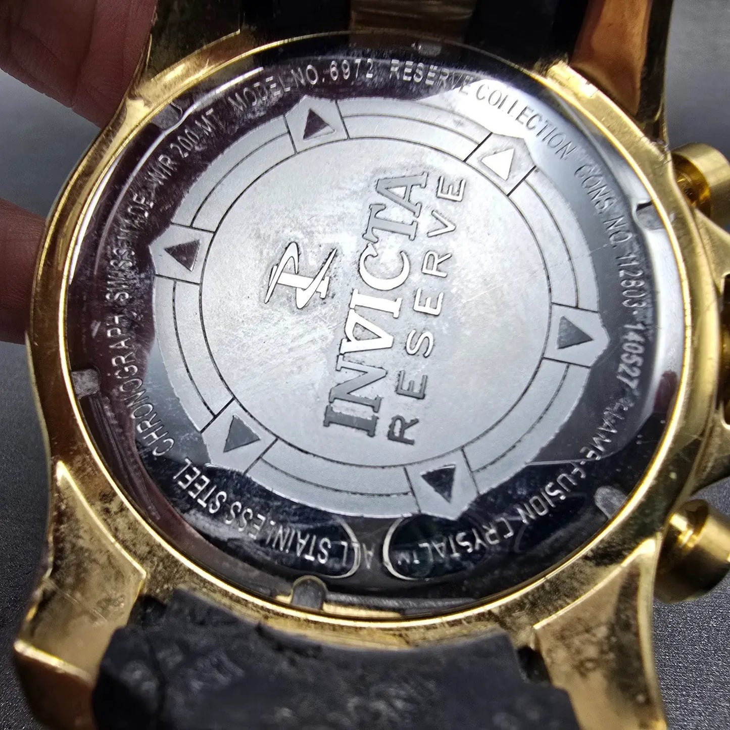 Invicta Reserve Chronograph Dive Watch Men 52mm Red Dial Gold Tone 6972 New Batt10
