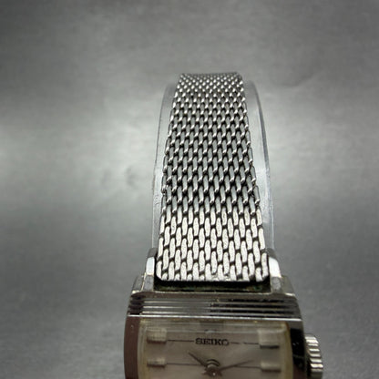 Seiko Watch Women 20mm Silver Dial Silver Tone Manual Rectangle 10-3700 Runs VTG4