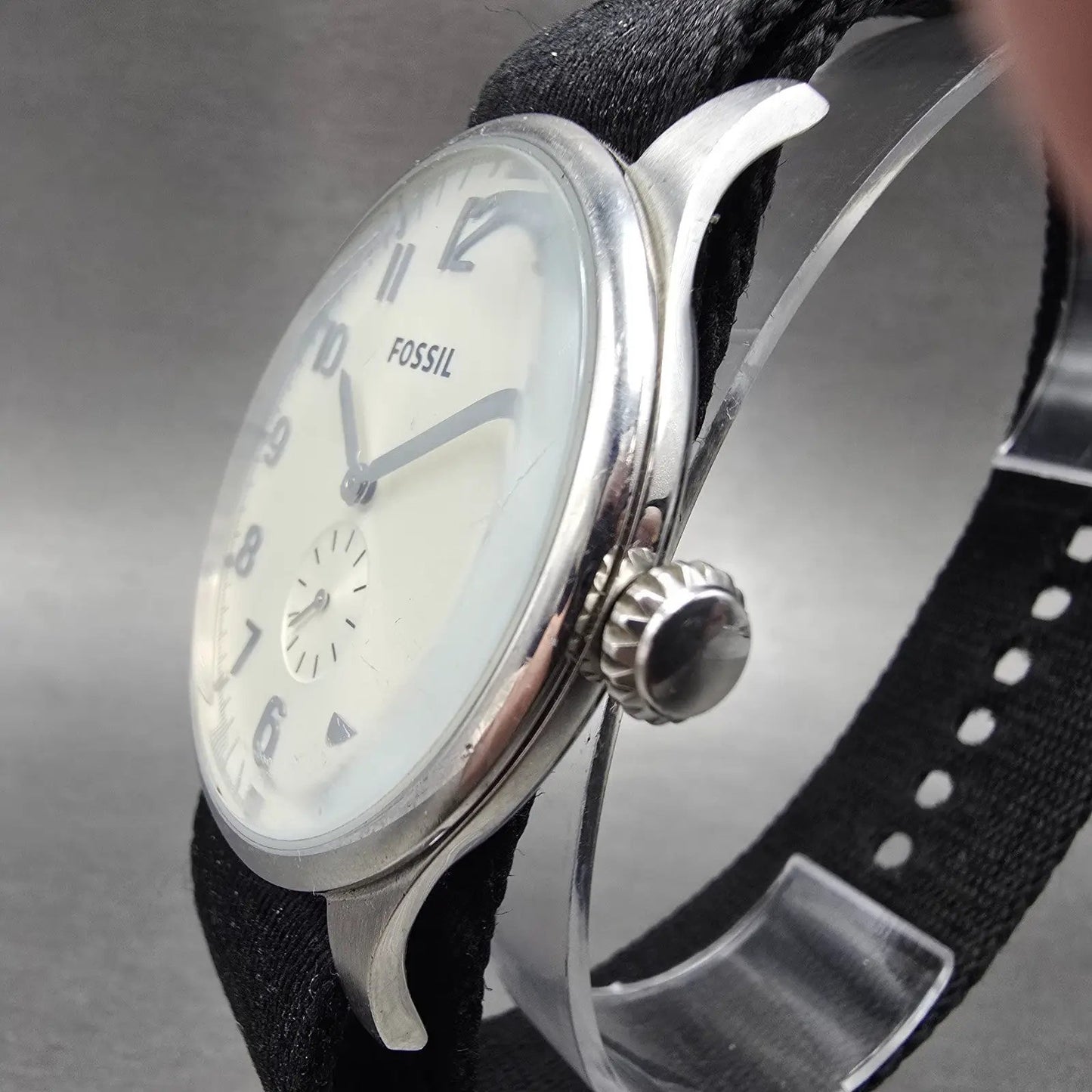 Fossil Watch Men 42mm Silver Dial Silver Tone Round FS4851 New Battery2
