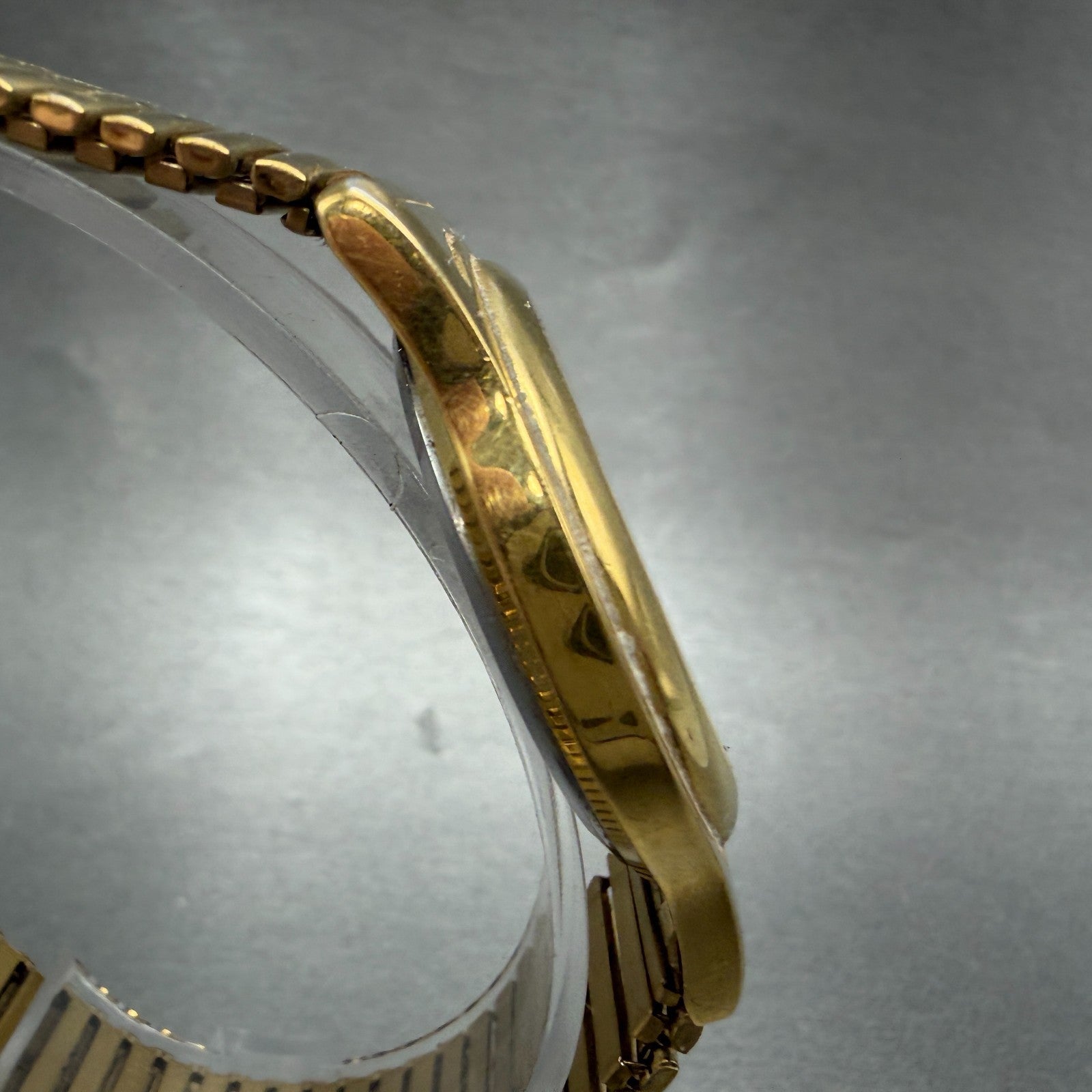 Bulova Watch Men 35mm Champagne Dial Gold Tone Daydate Round 97C27 New Battery3