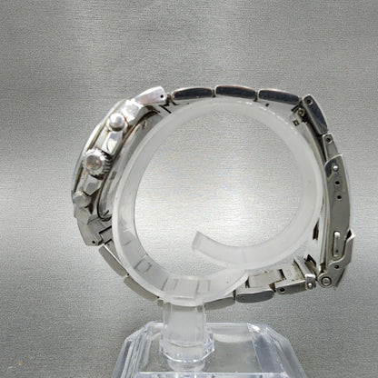 Seiko Chronograph Watch Men 38mm Blue Dial Silver Tone Date 7t32-9000 New Batt
