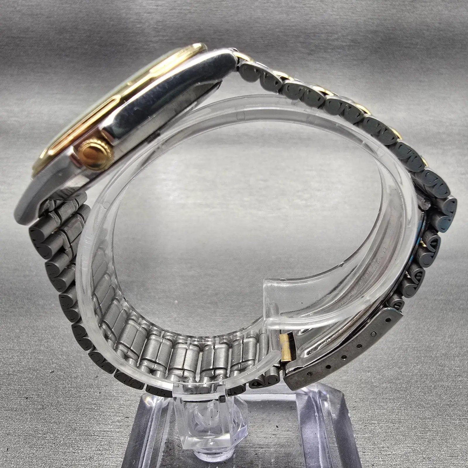 Seiko Watch Men 35mm Gray Dial Two Tone Daydate Round 7N43-6A09 New Battery VTG6