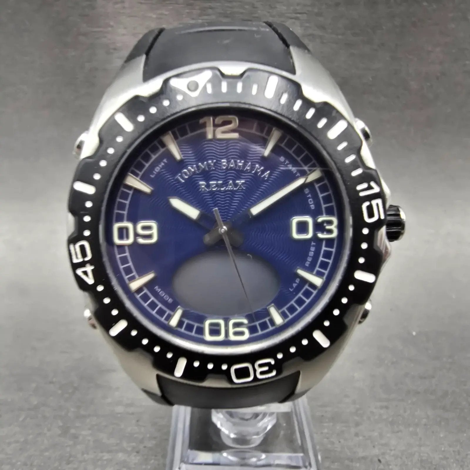 Tommy Bahama Relax Dive Watch Men 43mm Blue Dial Steel Ana Digi RLX1004 PARTS2