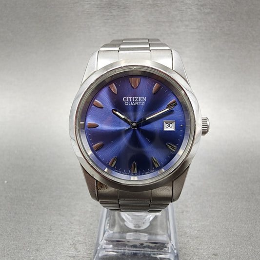 Citizen Watch Men 35mm Blue Dial Silver Tone Date 2510-S027845 New Battery