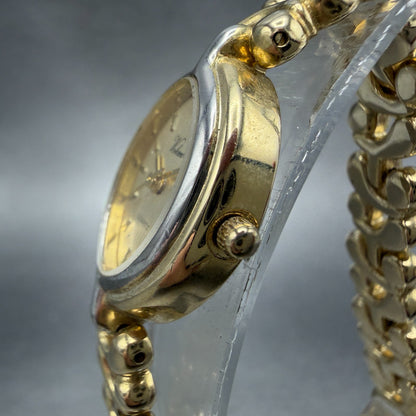 Citizen Q&Q Voken Watch Women 18mm Champagne Dial Gold Tone Oval New Battery2