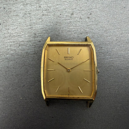 Seiko Watch Men 27mm Champagne Dial Gold Tone Rectangle 5P30-5A10 PARTS Vintage0