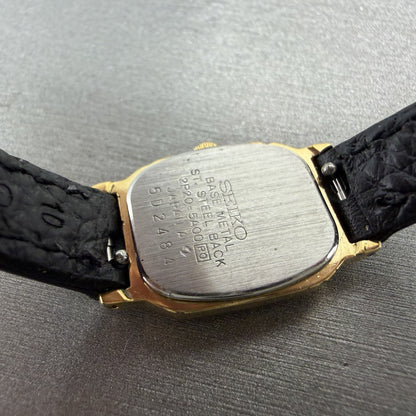 Seiko Tank Watch Women 17mm Champagne Dial Gold Tone 2P20-5A00 New Battery9