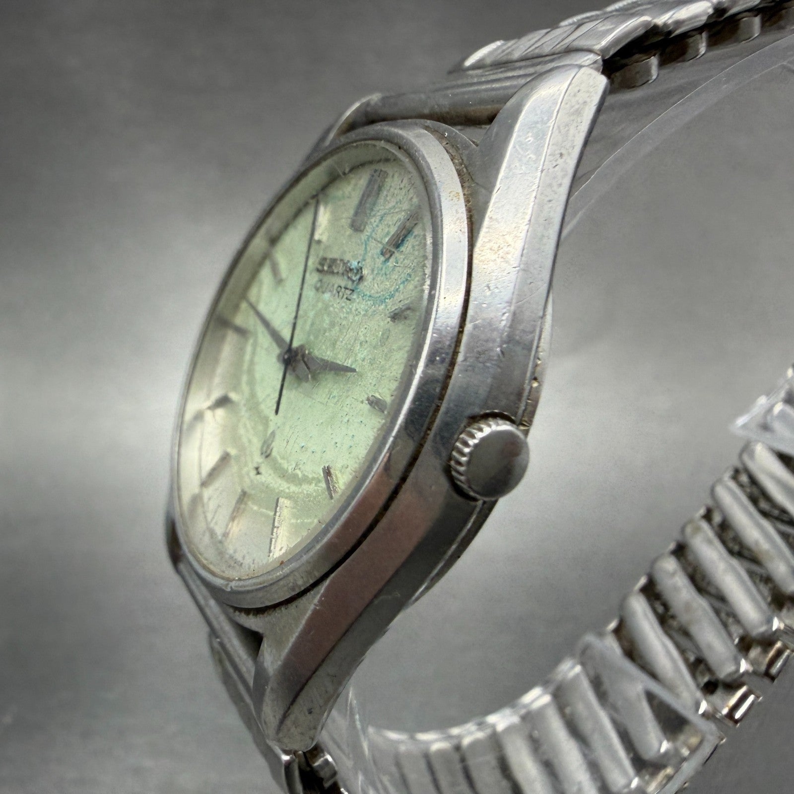 Seiko Watch Men 35mm White Dial Silver Tone 7121-800 Round VTG PARTS3