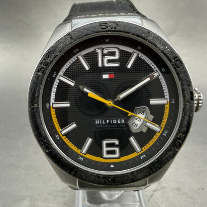 Tommy Hilfiger Watch Men 43mm Black Dial Steel Date Round New battery0