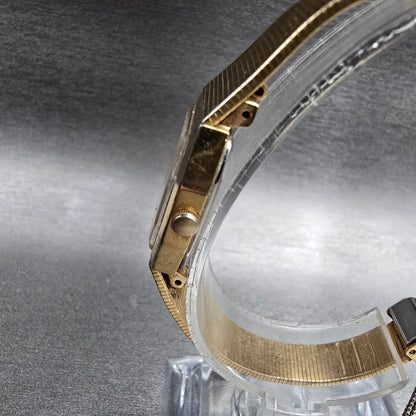 Seiko Watch Women 18mm Gold Dial Gold Tone Octagon 2C20-5840 New Battery Vintage2